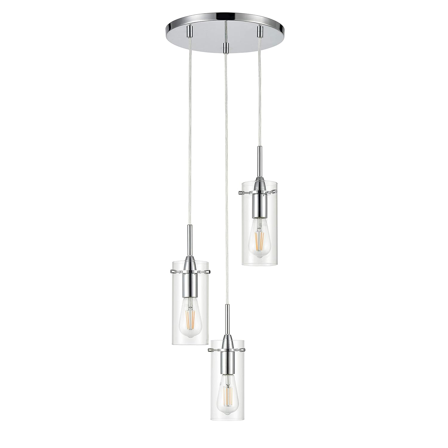 Effimero Multi Pendant Lighting for Kitchen Island | Chrome Chandelier Cluster Pendant 3 Light Fixture LL-C43-2PC