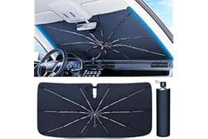 REEVAA 2024 Upgraded Car Windshield Sun Shade Umbrella [Nano Ice Crystal Cooling], Sun Shield Sunshade for Front Window, Protect Interior & Keep Cool, Medium (57 * 32in) for Most Pickup Truck/SUV