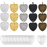 SUPERFINDINGS 30 Sets 5 Colors Heart Bezel Pendant Blank Pendant Charm Blank Picture Pendants with Clear Cabochon Heart Trays Pendant Vintage Pendant Blank Base for DIY Necklace Jewelry Craft