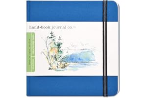 SPEEDBALL Handbook Journal Co. Travelogue Artist Canvas Cover Travel Notebook for Drawing and Sketching, Ultramarine Blue, Square 5.5 x 5.5 Inches, 128 GSM Paper, Hardcover w/Pocket