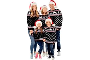 Xaatren Ugly Christmas Matching Family Sweater Xmas Knit Outfit with Hat Pullover Sweaters Classic Traditional Holiday Jumper