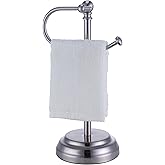 SunnyPoint Heavy Weight Classic Decorative Metal Fingertip Towel Holder Stand for Bathroom, Kitchen, Vanity and Countertops. (Brush Chrome, Overall: 6.7" x 5.5"x13.4"H)