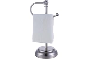 SunnyPoint Heavy Weight Classic Decorative Metal Fingertip Towel Holder Stand for Bathroom, Kitchen, Vanity and Countertops. (Brush Chrome, 13.5" x 5.5" x 5.5" INCH)