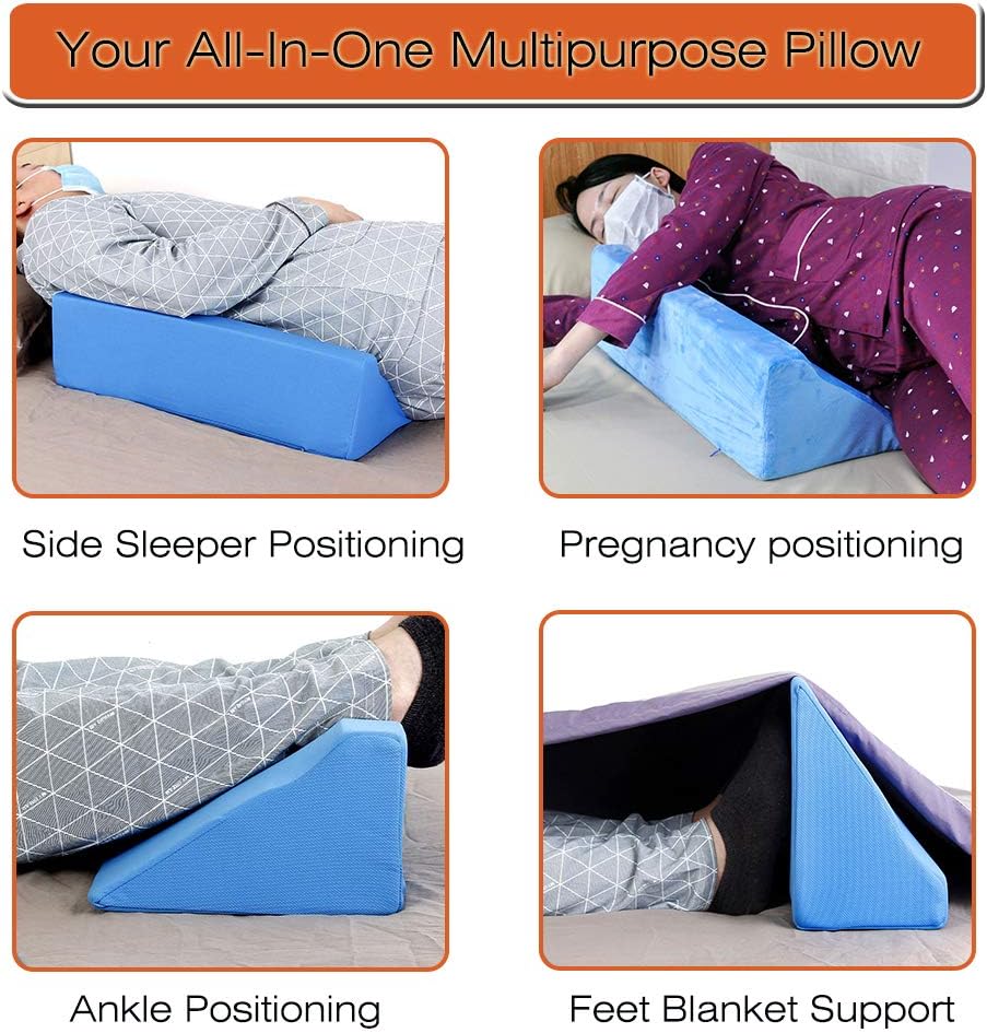 Wedge Pillows for Sleeping Foam Bed Wedges Body Positioners 30 Degree Incline Pillow for Adults, Side Sleeping, Back Pain, Medical Elevated Bolster Positioning Wedge (1 Pillow + 2 Cover): Kitchen & Dining