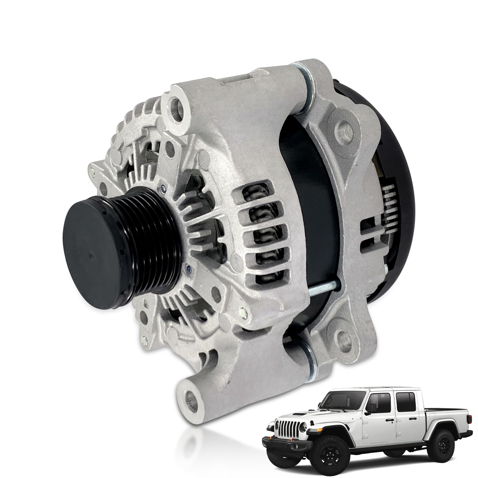 Photo 1 of Alternator Compatible with Jeep Wrangler JL 2018-2022, Gladiator JT 2020-2023, 3.6L V6, 12V 240A, 6-Groove Decoupler Pulley Counterclockwise, Replaces 421000-7231 4210007231 56029803AA