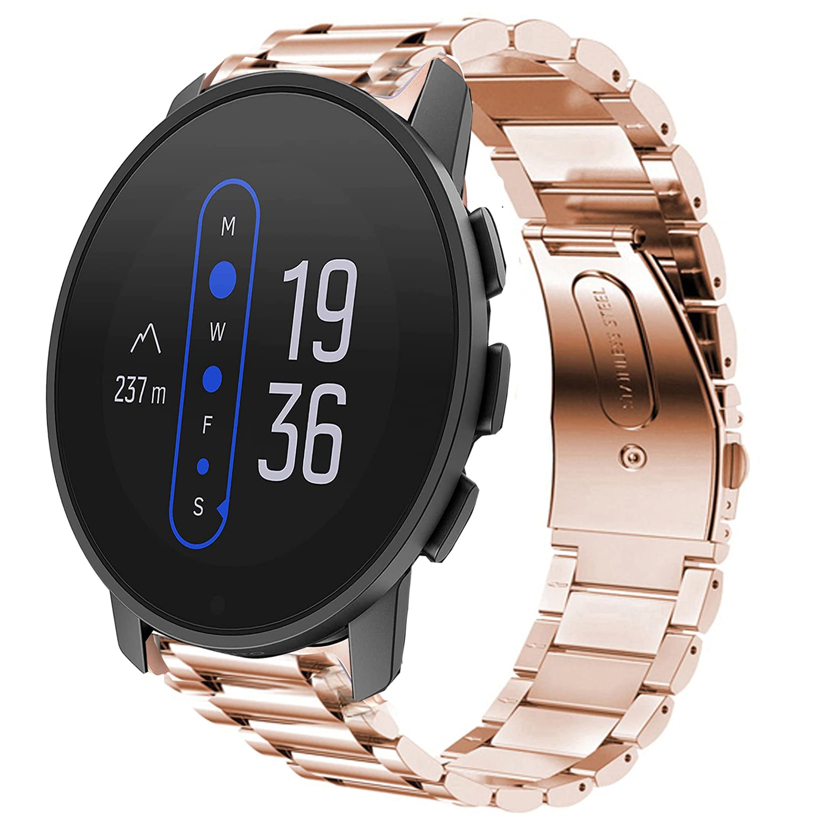 Giaogor Compatible with SUUNTO 9 Peak Band, Quick Release Stainless Steel Metal Replacement Straps Compatible with SUUNTO 9 Peak 43mm Sports Watch (Rose Gold)
