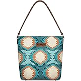 Wrangler Western Hobo Bag for Women Aztec Canvas Shoulder Bag with Wide Strap