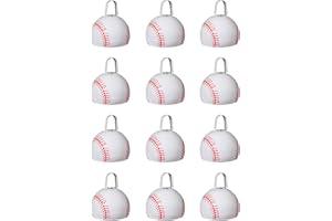 Windy City Novelties 12 Pack White Metal Baseball Theme Cowbells with Handles | 3 inch | In Bulk | Novelty Noisemakers, Team Spirit Sports Party Favors New Year’s Eve Baseball Supplies Baseball fans