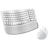 Logitech Wave Keys for Mac + Lift Vertical Mouse for Mac, Wireless Ergonomic Keyboard and Mouse Combo, Cushioned Palm Rest, Bluetooth, Optimized for macOS/iPadOS/MacBook/iMac/iPad - Off White
