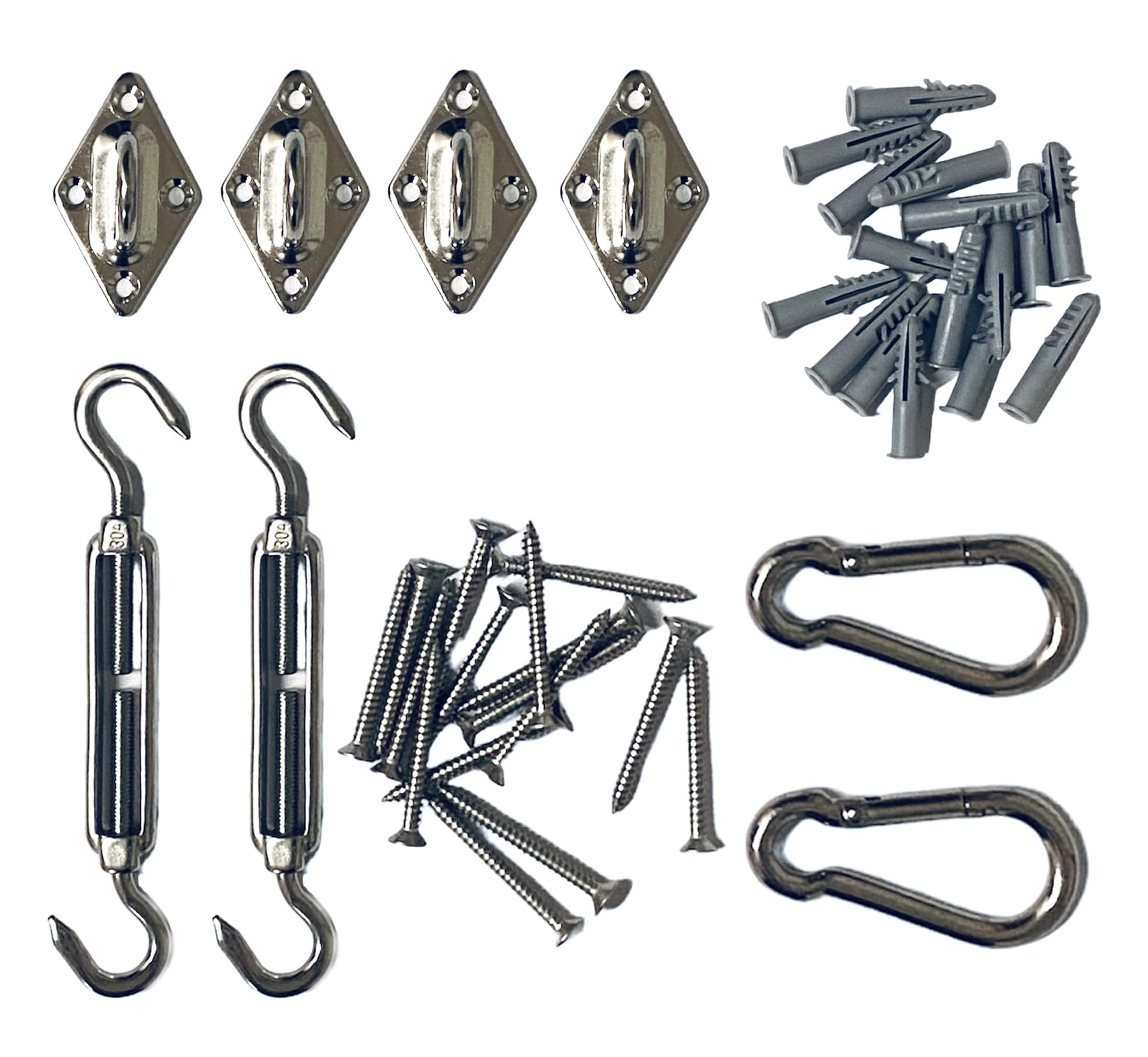VEDA 304 Grade Stainless Steel Shade Sail Hardware Kit for Effortless Rectangle and Square Sun Shade Sail Installation in Your Patio, Garden, and Beyond