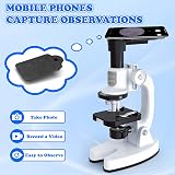 deAO 1200X Kids Microscope Kit LED Mobile Phone Adapter STEM Toy Magnifying view 6