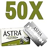 Astra Platinum Double Edge Safety Razor Blades, 50 Blades (10 x 5)