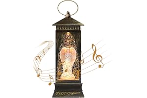 Aresrora Musical Snow Globe Lantern,11.4inch,USB Plug-& Battery Operated Spinning Water Glitters Lighted Singing Snow Globe Lantern for Gifts&Home Decoration&Night Light（ Angel ）