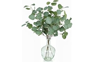Avoik Artificial Plant Greenery Eucalyptus Stems, 4 Pcs Fake Plants Branches 27" Tall Faux Plant Spring Summer Silk Leaves Eu