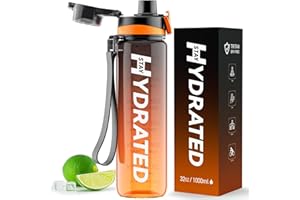 MEVOLY Water Bottle, 32 oz Motivational Water Bottles with Time Marker-Tritan & BPA Free, Sports Water Bottle with Time to Drink & Strap, Wide Mouth, Leakproof -Gift for Christmas Gym Fitness & Outdoor