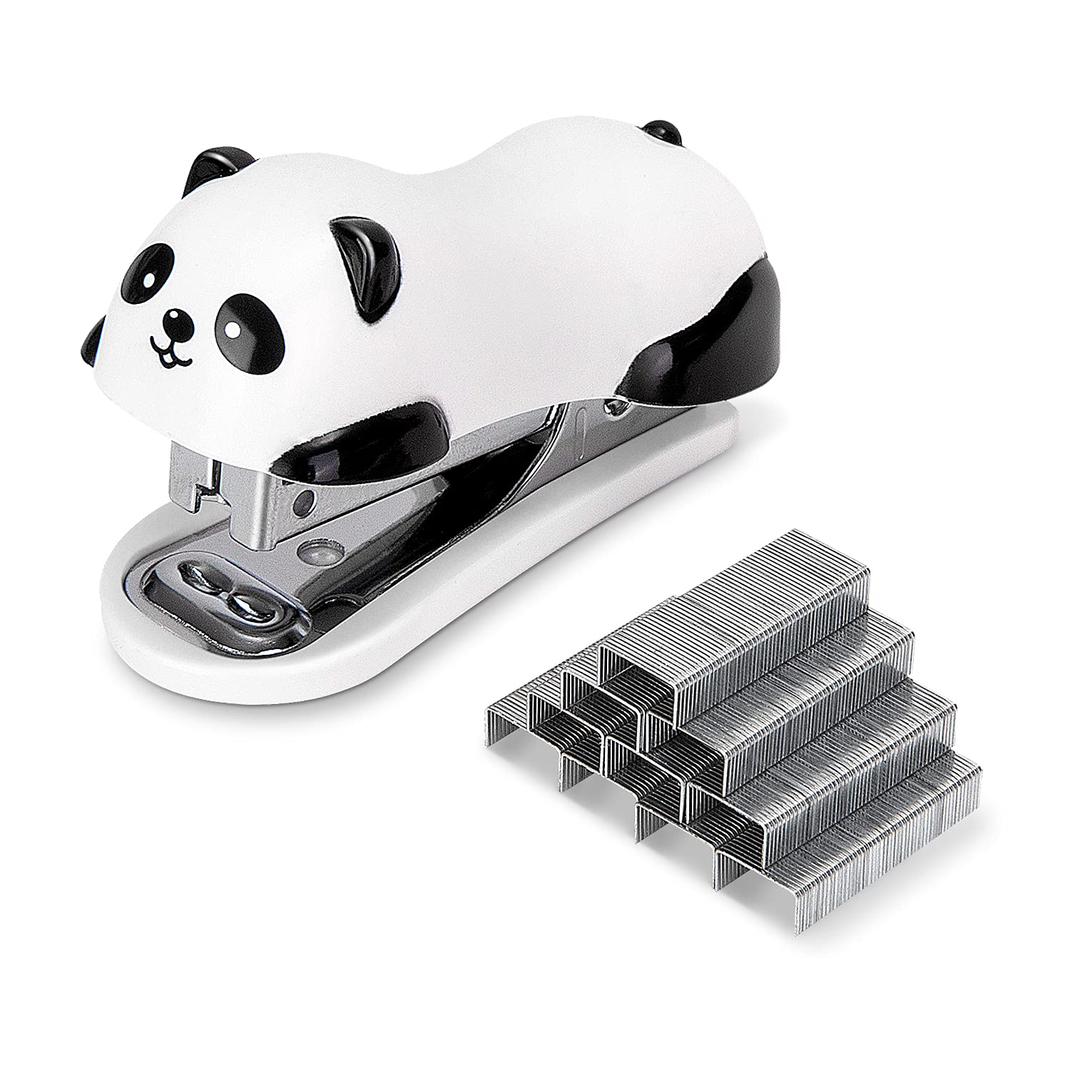 Photo 1 of Deli Mini Cute Panda Desktop Stapler, Office Stapler, 12 Sheet Capacity, Includes Built-in Staple Remover & 1000PCS No.10 Staples