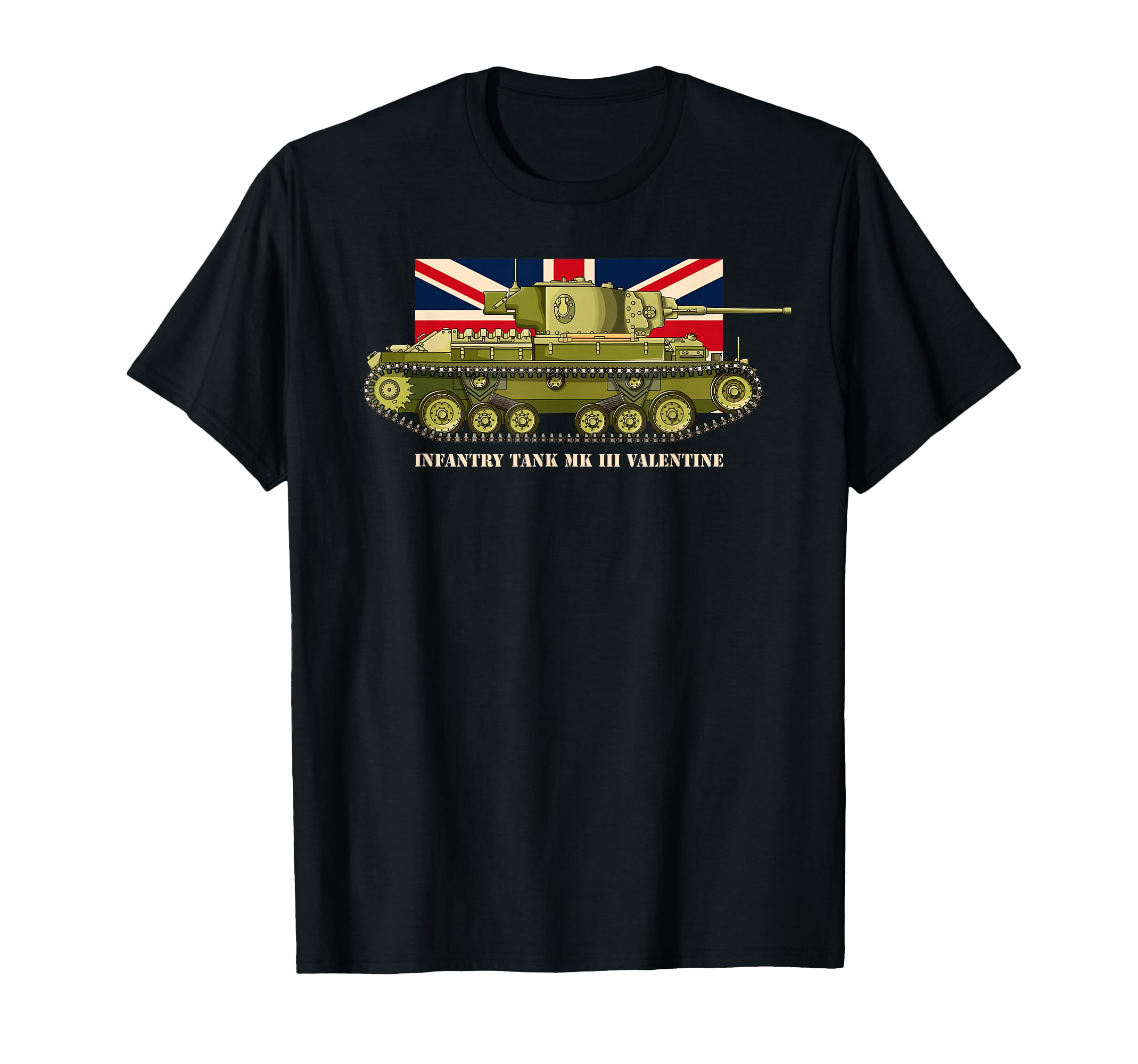 Mark III Valentine Tank British Flag WW2 Tanks Diagram T-Shirt