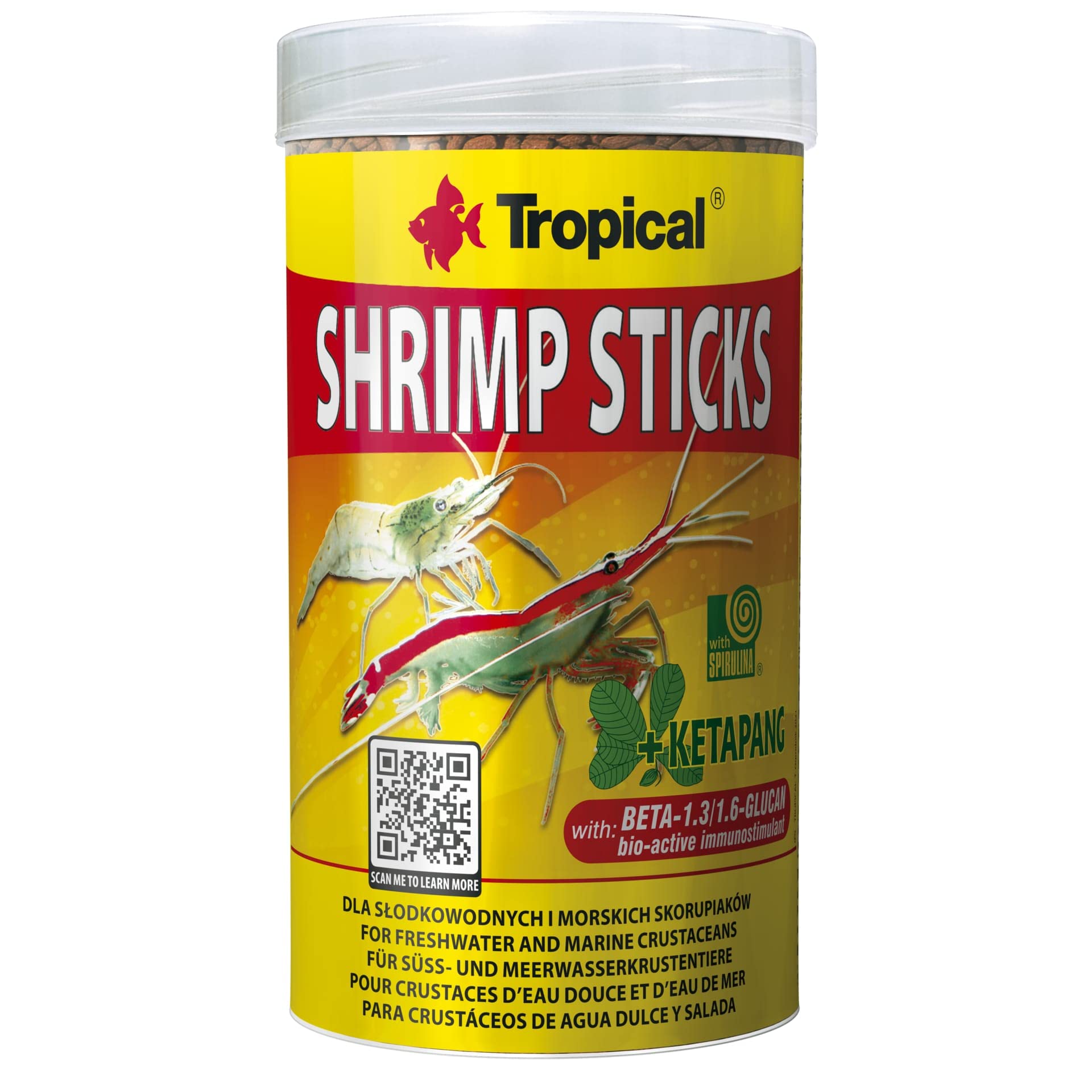 SHRIMP STICKS 250ml / 138g - sinking food for freshwater & marine crustaceans with spirulina & astaxanthin