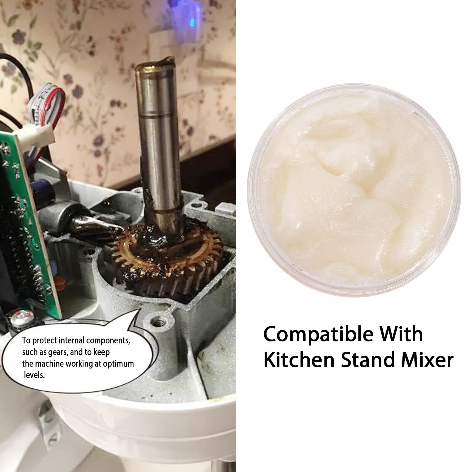 6 Oz Food Grade Grease for Kitchenaid Stand Mixer with 9709511 WP4162324 4162324 Gasket and Spoon Easy to Use