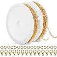 SANNIX 20 Feet Chains for Jewelry Making, Necklace Chains with Lobster Clasps and Jump Rings 1.8 mm DIY Link Chain for Necklace Earring Bracelet Making Supplies, Gold