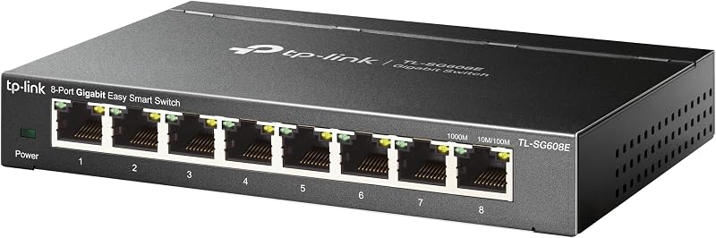TL-SG608E - Switch Ethernet Gigabit (8 portas, hub Gigabit RJ45, switch gerível, ideal para partilhar ligações e redes para pequenas empresas e escritórios em casa