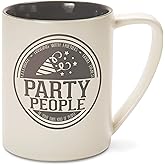 Pavilion Gift Company Party People-Large 18 oz Double-Sided Coffee Cup Mug, 18oz, Cream