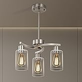 Sigaitwei 3 Light Brushed Nickel Modern Pendant Light, 16.5" Kitchen Island Lighting with Clear Glass Shade, Adjustable Dinin