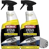Weiman Heavy Duty Stove and Oven Cleaner and Degreaser for Glass, Ceramic Cooktops, BBQ grill grates, Cleaning Supplies, 24 Oz, 2 Pack with MicroFiber Towel