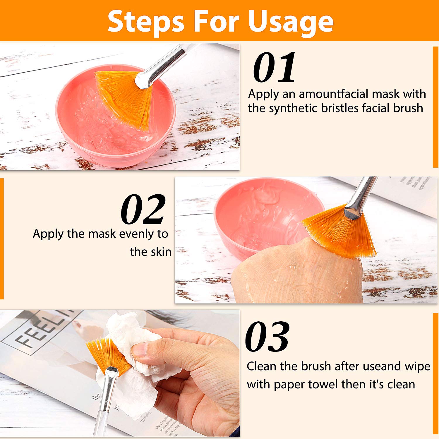 14 Pieces Fan Mask Brushes Facial Mask Applicator Brush Soft Fan Brushes Acid Applicator Brush Cosmetic Makeup Applicator Tools for Mud Mask Cream: Beauty