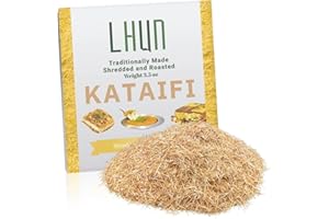 LHUN Roasted Kataifi | Roasted and Shredded Fillo Dough | Authentic Turkish Pastry for Knafeh, Kanafeh, and Kunafa | Premium Kadayif for Desserts, Gourmet Dishes, and Viral Dubai Chocolate Bar (3.5 Ounce)