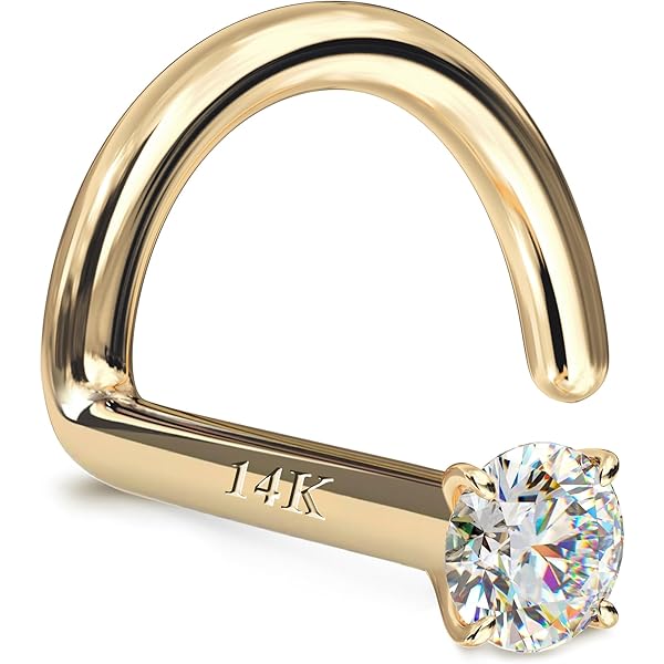 Gold Nose Screw Nose Ring Hook Topaz Nose Stud Solid 14Kt Gold