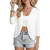 GRACE KARIN Women Lightweight Summer Cardigans 3/4 Sleeve Cropped Cardigan Sweaters Open Front Bolero Shrug
