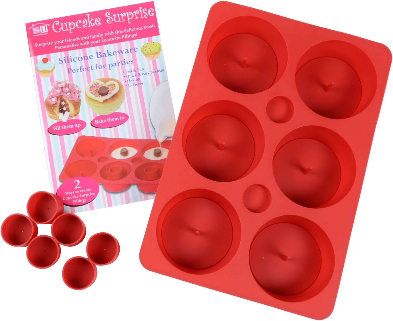 CUPCAKE SECRET SILICONE MUFFIN NON STICK BAKING PAN 6 MOULD JAM INSERT BAKEWARE
