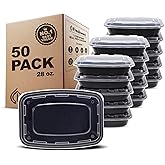 Freshware Meal Prep Containers [50 Pack] 1 Compartment Food Storage Containers with Lids, Bento Box, BPA Free, Stackable, Microwave/Dishwasher/Freezer Safe (28 oz)