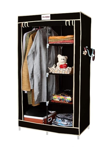 Folddon Foldable Wardrobe Single Door 5 Shelves 1 Hanger