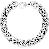 Invicta Bracelet for Men, Stainless Steel Chain Jewelry, Polsihed Curb, 12mm, 8.75"