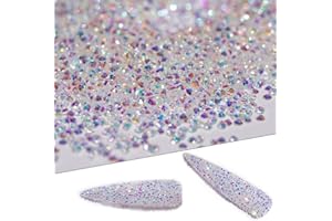 GA&EN 5000Pcs Ultra Mini 1.2mm Diamond DIY Glass Sand Rhinestones Beads Iridescent Crystals Long Lasting AB Shine Like Swarovski for Nail Art DIY Crafts& Nail Beauty Makeup (Gel Glue Not Included)
