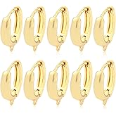BEEFLYING 5 Pairs Brass Huggie Earring Hoops with Loops 18 Gauge Real 18K Gold Plated Earrin Hooks for DIY Earring Jewelry Making