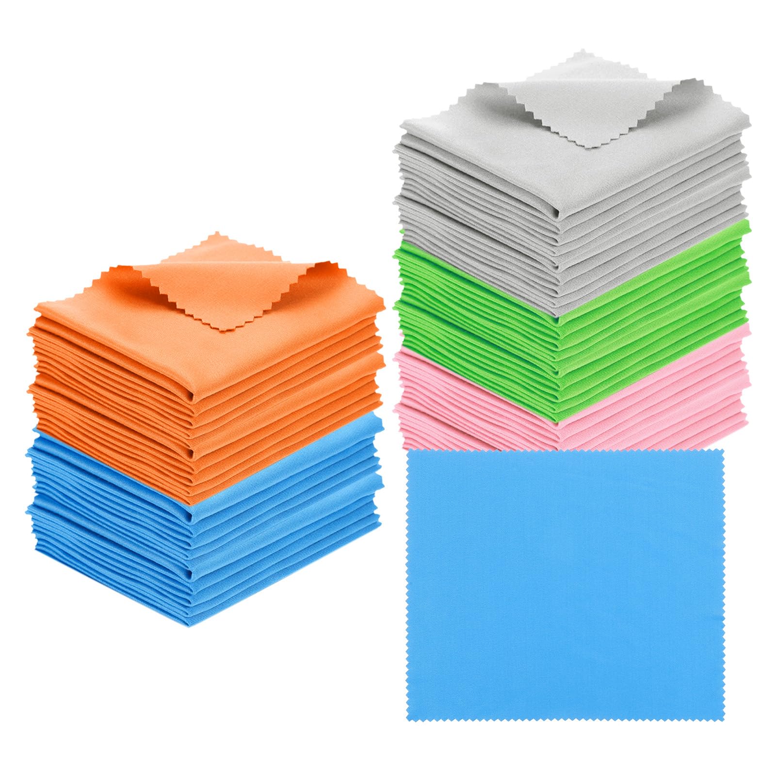 PATIKIL Eyeglass Microfiber Cleaning Cloth 7"x6", 50 Pack Glasses Cleaning Cloth Soft Wipe Screen Cloth for Camera Lens Eyeglasses Screens, Yellow/Green/Blue/Gray/Pink