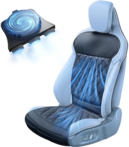 ICY Seat Car Cooling Cushion - 12 Fan Board With 3-Speed Cooling, Massage & Auto Start/Stop (Black)