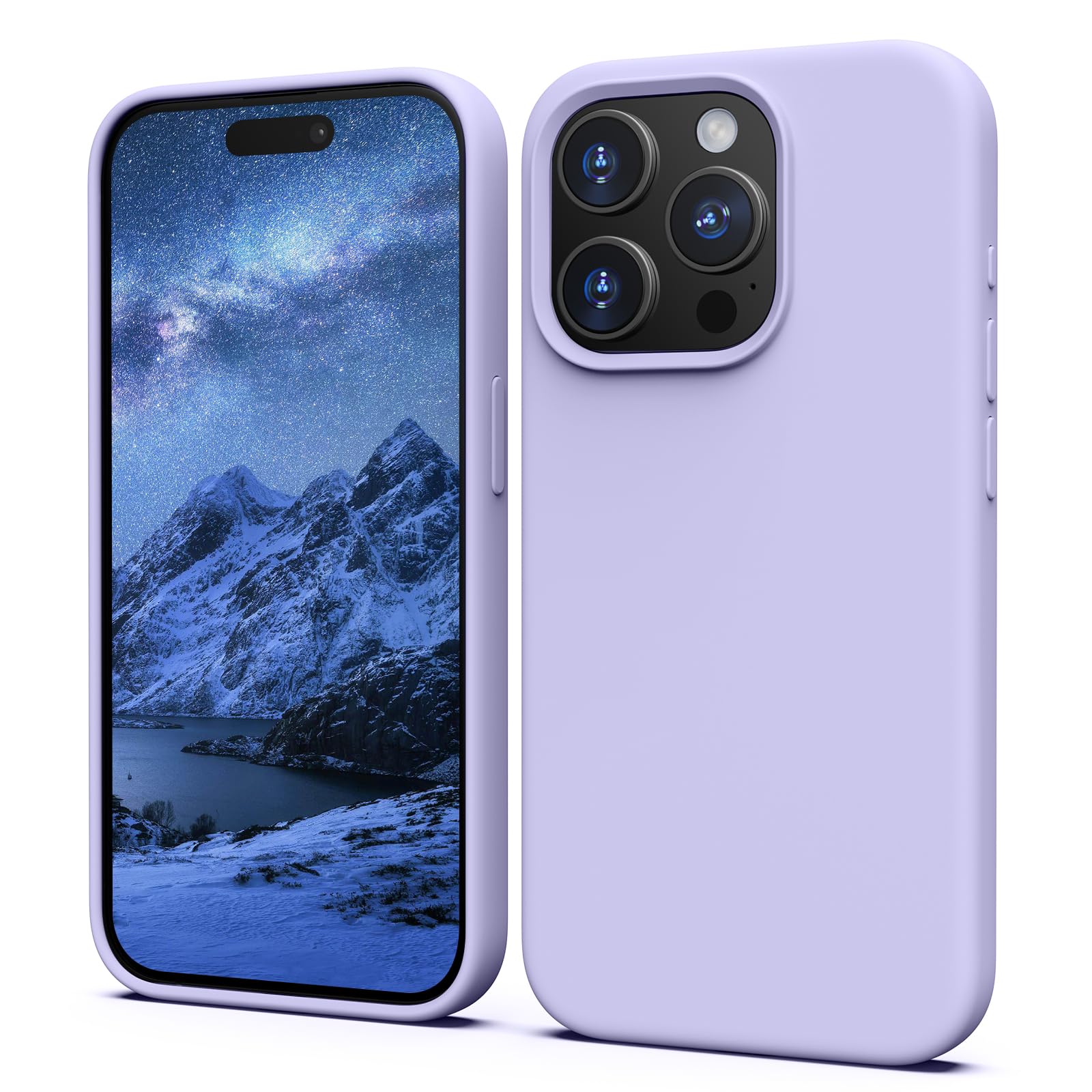 TIIXXA Silicone Case for iPhone 15 Pro Case, Soft Ultra Slim Protective Shockproof Liquid Silicone Phone Case, Anti-Scratch Microfiber Lining, 6.1" Lilac — image 1