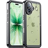 Temdan Compatible with iPhone 17 Case,Waterproof Built-in Screen & Camera Protector IP68 Underwater Full Body 17FT Military Dropproof Shockproof Phone Case 6.3"-Black/Clear