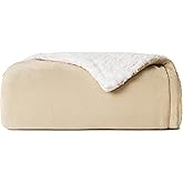 Casual Living Sherpa Throw Blanket Plush Fuzzy Cozy Fleece Throw for Couch Bed or Sofa Living Room and Bedroom Decor Washable Reversible Premium Warm Super Soft Blanket, 50-inch x 60-inch, Beige