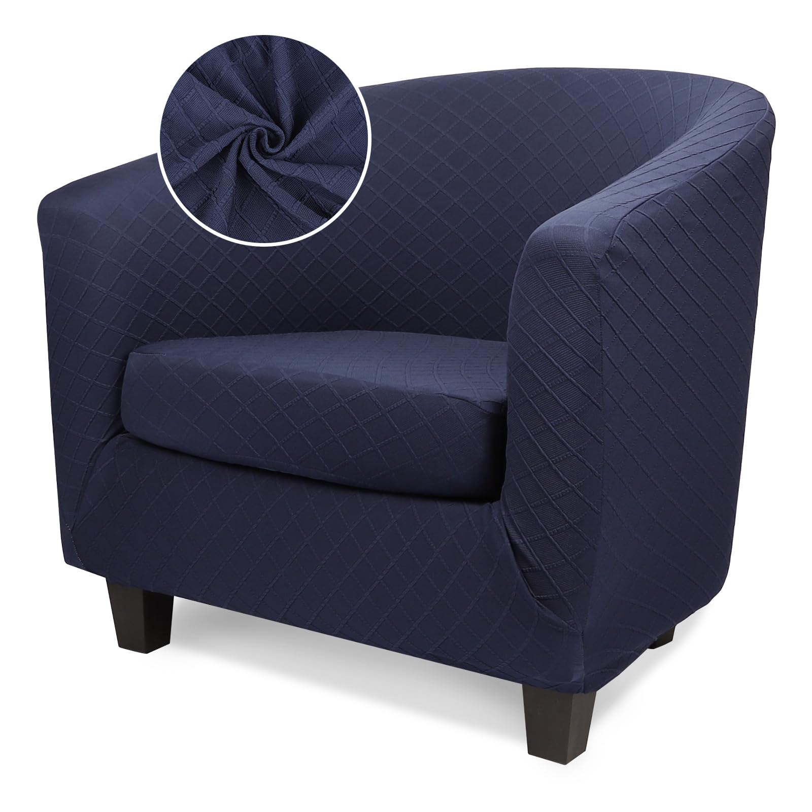 Photo 1 of Treaful Barrel Chair Slipcover, 2 Piece Club Chair Slipcovers with Chair Cushion Cover, Soft Stretch Tub Chair Slipcover with Arms Washable Furniture Protector for Living Room Office Hotel