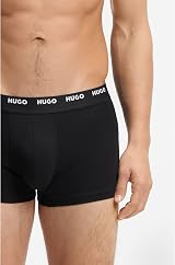 HUGO Mens Black Stretch Cotton Logo Waistband Trunks Five Pack Box view 4
