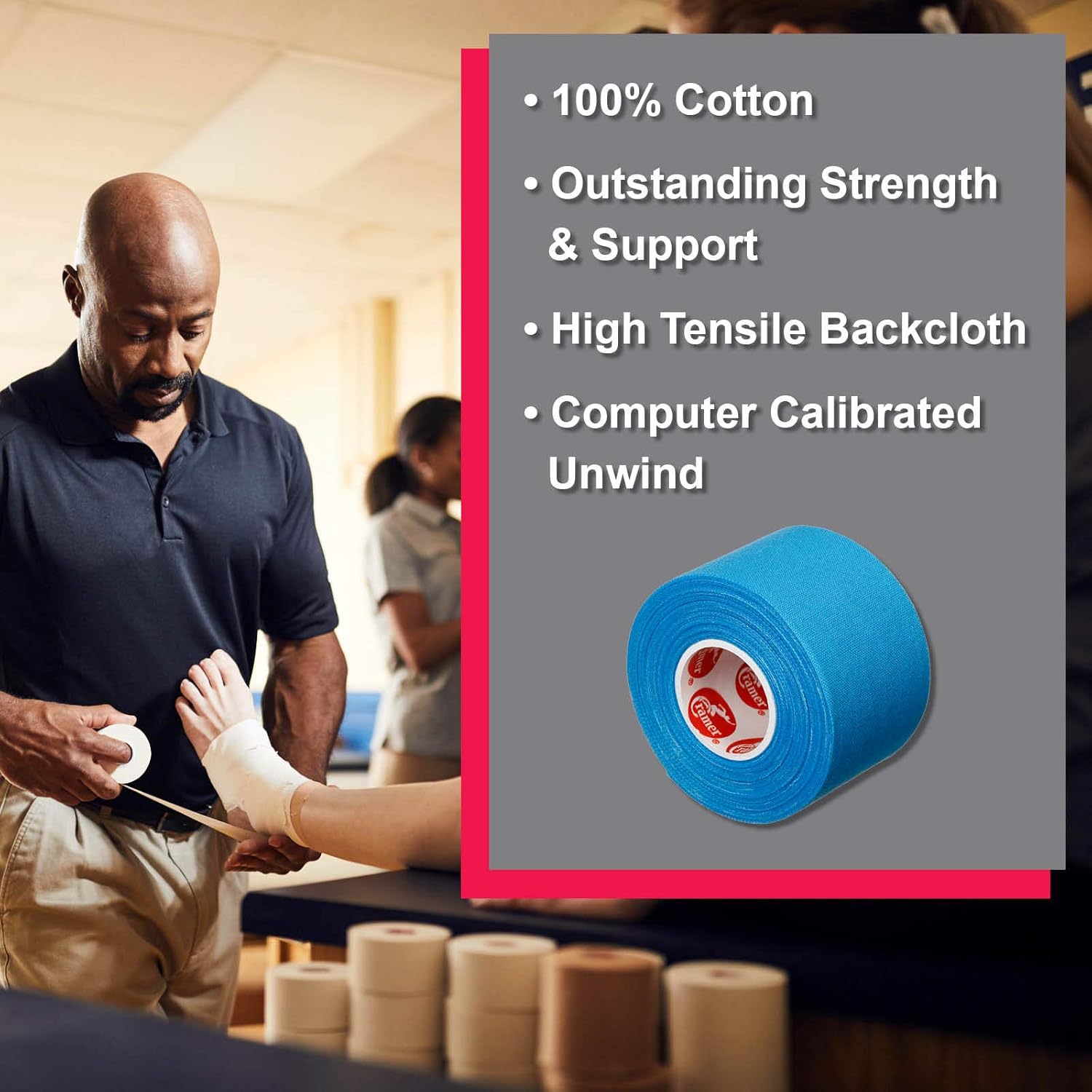 Cramer Team Color Athletic Tape, Easy Tear Tape for Ankle, Wrist, & Injury Taping, Protect & Prevent Injuries, Promote Healing, Athletic Training Supplies, 1.5" X 10 Yard Roll, Colored AT Tape, Single Roll: Industrial & Scientific