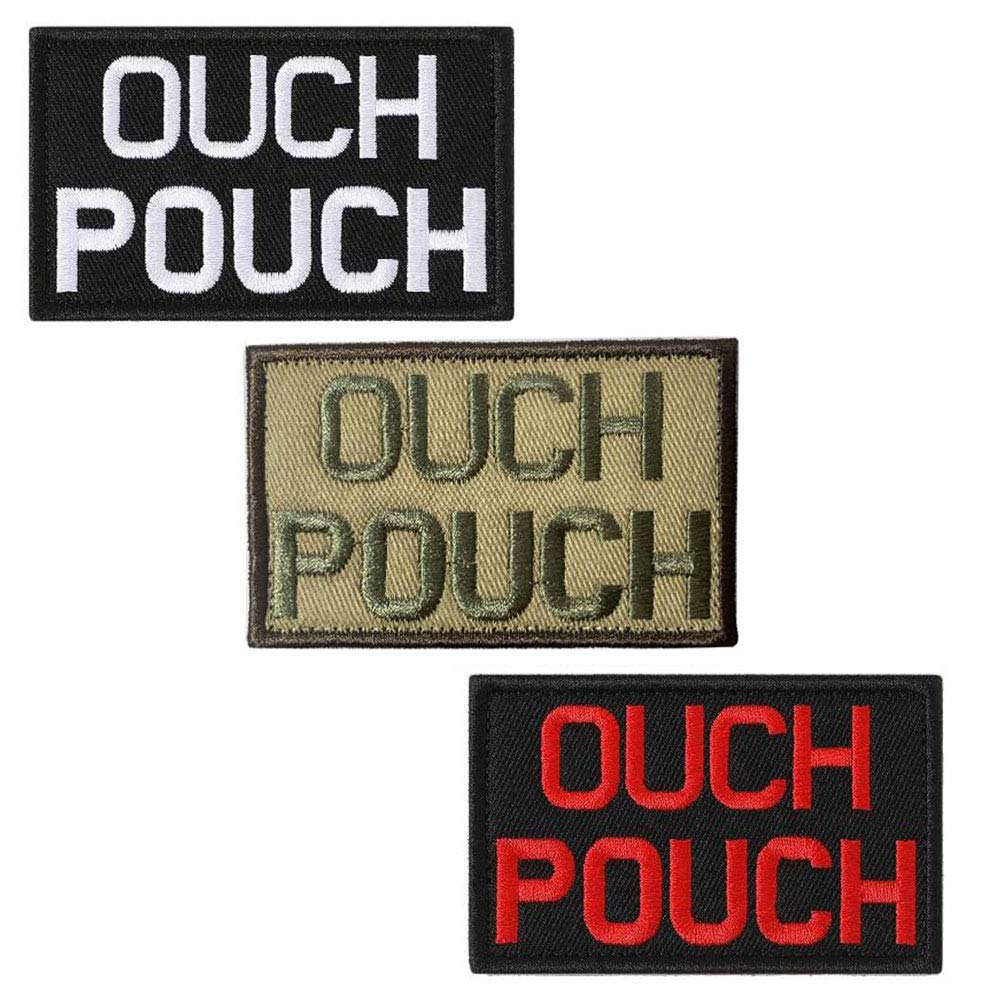 Zcketo 3 Pack Ouch Pouch Tactical Funny Patch Set Military Backpack Uniform Emblem Patches Hook & Loop Embroidery Badge Patches for Clothes Jackets Hat Vest Dogs Harness Hiking
