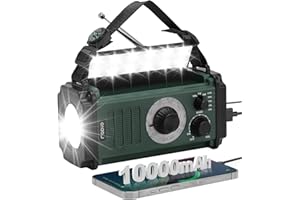 ALIESTFDNO 10000mAh/37000mWh Emergency Survival Weather Radio with Flashlight, Portable Hand Crank Emergency, Solar AM/FM NOAA Radio with Type-C Charging, Powered Radio for Phone Charging