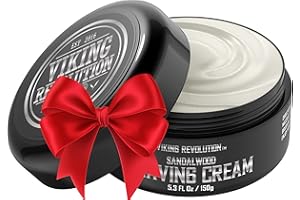 Viking Revolution Luxury Shaving Cream for Men- Sandalwood Scent - Soft, Smooth & Silky Shaving Soap - Rich Lather for the Smoothest Shave - 5.3oz