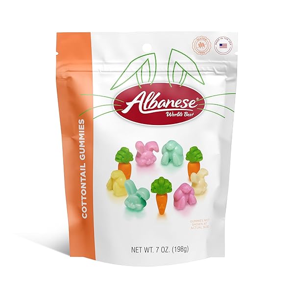 ALBANESE WORLD’S BEST, COTTONTAIL GUMMIES, 7OZ BAG OF EASTER CANDY